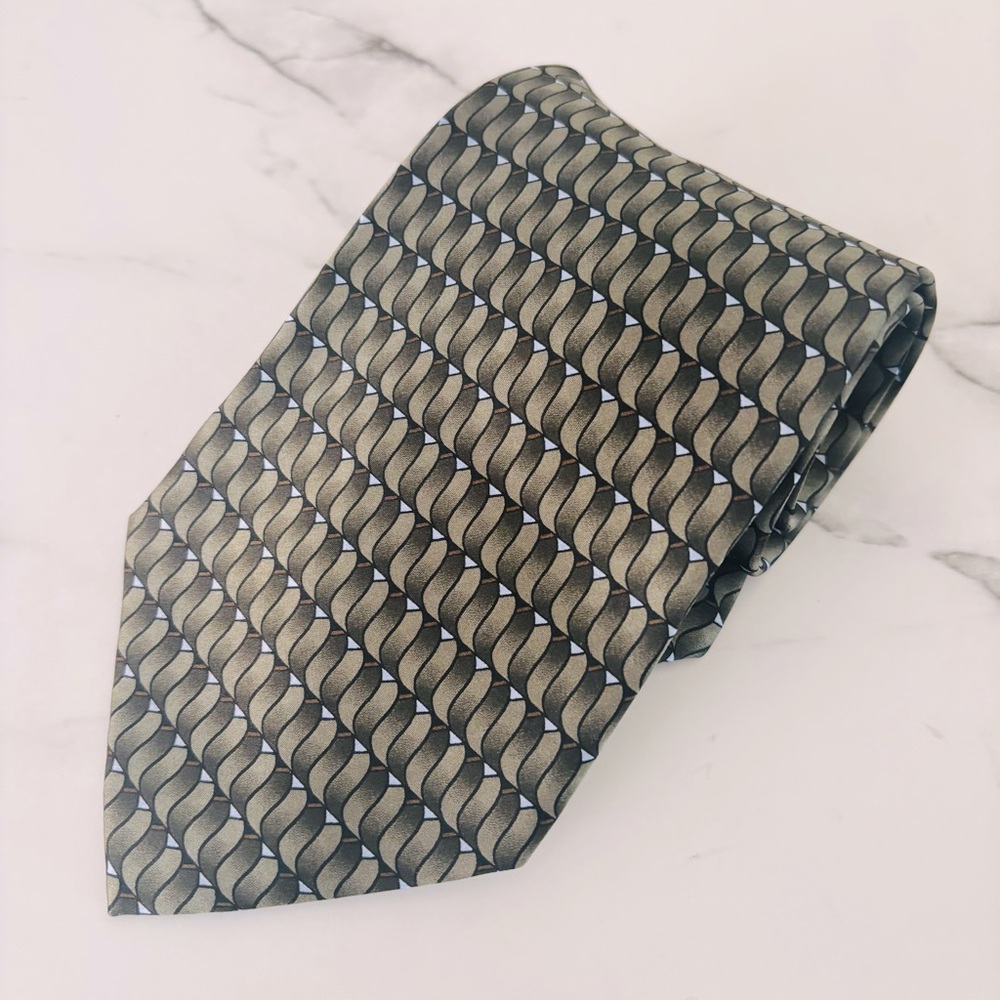 Ziggurat by Mulberry‎ Elegant Geometric Green Men's Tie
